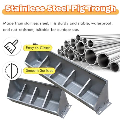 2-in-1 Stainless Steel Animal Feeder & Waterer Trough for Farm Livestock - Durable, Rust-Resistant Design for Efficient Feeding and Hydration in Pastures - size: 150cm (59 1/10in) - 8 bit
