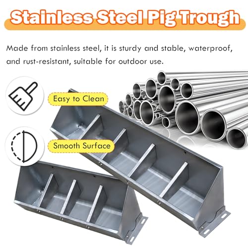 Stainless Steel Livestock Feeder Trough - Extra Wide Design for Pigs, Goats, Sheep & Horses - Durable, Efficient Feeding Solution for Farm Animals - size: L 1.5m/4.9ft 8 bit