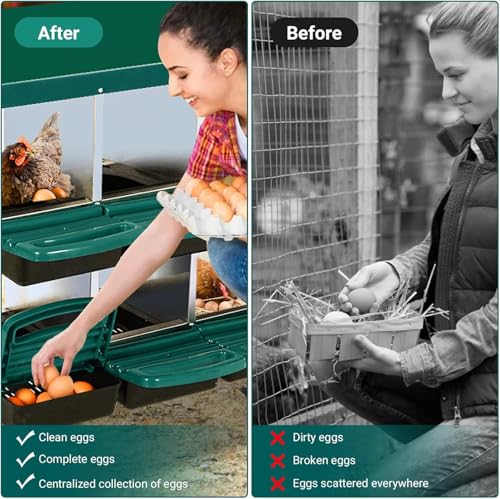 8 - Compartment Roll Away Chicken Nesting Box, Wall - Mount Laying Egg Box with Easy Egg Collection & Cleanable Pull - Out Trays, Hen Roosting Boxes for Efficient Egg Laying