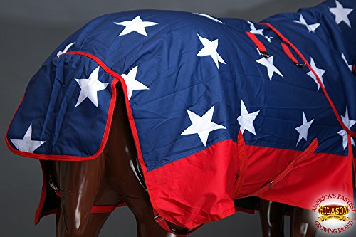 American Flag 84 in HILASON 1200D Winter Waterproof Poly Horse Turnout Blanket Belly Wrap - color: American Flag, size: 84 In
