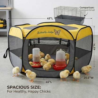 Chicken Brooder Box for Chicks, 6-in-1 Chick Starter Kit, 45" Large Chicken Brooder Pet Tent, Chick Coop for 10-15 Chicks with Feeder, Waterer & Cleaner, Indoor Chick Pen