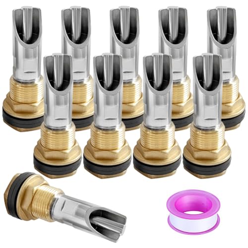 Joywayus 10PCS 1/2 Stainless Steel Automatic Pig Nipple Water Drinker Feeder Waterer + 10PCS 1/2 Female to 3/4 Male Brass Water Tank Connector Bulkhead Fitting Kit for Sows Piglets Drinking