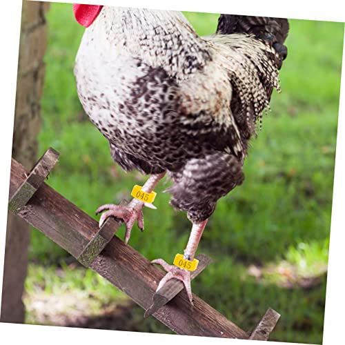 Kisangel 100pcs Adjustable Chicken Leg Bands Numbered Poultry Identification Rings for Easy Chick and Bird Identification Lightweight and Safe Material for Pigeons and Poultry Use - color: Yellow