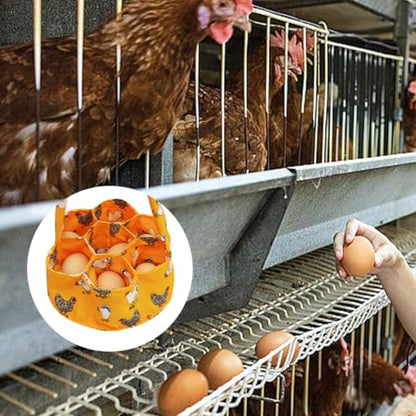 Egg Gathering Basket, Canvas Egg Carrier with 7 Pouches, Holds Up to 7 Eggs | Includes 1 basket, Long handle for one hand carry, Felt base pad for set down cushioning, Wipe clean canvas