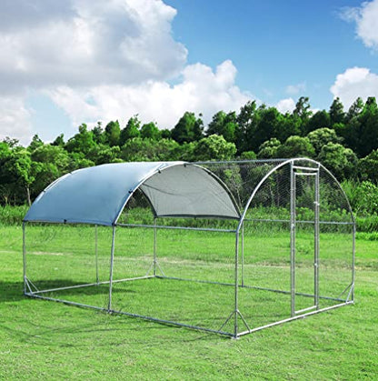 Large Metal Chicken Coop Round Top Upgrade Tri-Supporting Wire Mesh Chicken Run,Chicken Pen with Water-Resident and Anti-UV Cover,Duck Rabbit House Outdoor (Dome Roof 13'L x 9'W x 6.5'H) - size: 156.0"L x 108.0"W x 78.0"H
