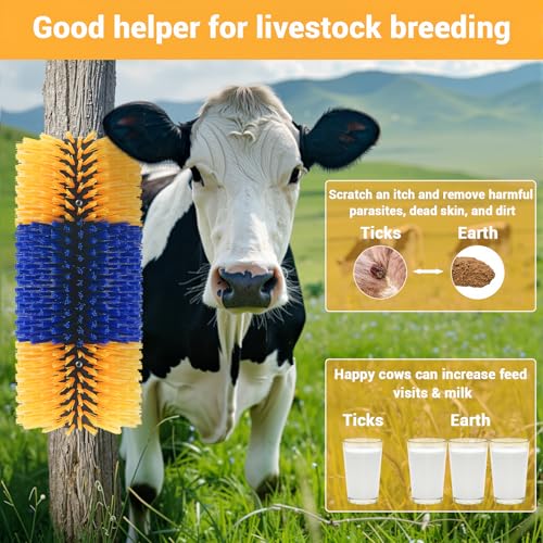 Garvee Livestock Scratch Brushes, Horse Scratcher Full Massage Grooming Brush Kit, Hard Silk Ranch Cow Brush Relieve Itching on the Back of Livestock for Horse Cow Cattle Sheep Pig Goat