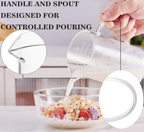 Ackers Etched Graduated Glass Measuring Cup - [Insulated Handle | V-Shaped Spout] - High Borosilicate Glass Measuring Cup for Kitchen or Dining, Easy to Read, 500 ML (16 Oz, 2 Cup) - size: 500 ML (16 Oz, 2 Cup) - Etched Graduated