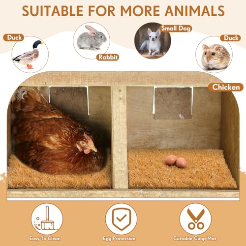 Teenyyou 6 Pack Chicken Nesting Box Pads, 13 x 13 x 1.18 Inch Washable Nesting Pad for Chicken Coop, Artificial Grass Rug Carpet Reusable Nest Box Bedding Fake Synthetic Turf Mat for Hen Laying Eggs
