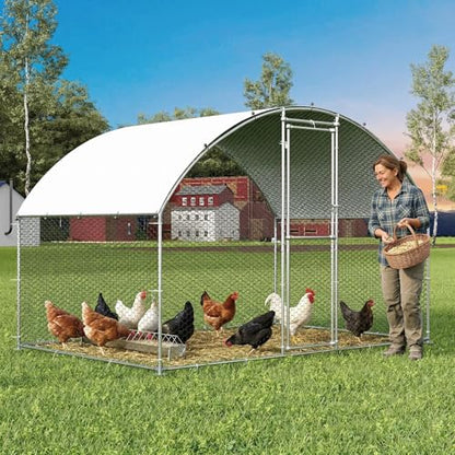 Garvee Chicken Coop, Chicken Run 6.56 x 9.84 x 6.56 ft for 6/10 Chickens, Outdoor Walk in Poultry Cage with Anti-UV Cover and Waterproof - size: 78.7"L x 118.1"W x 78.7"H