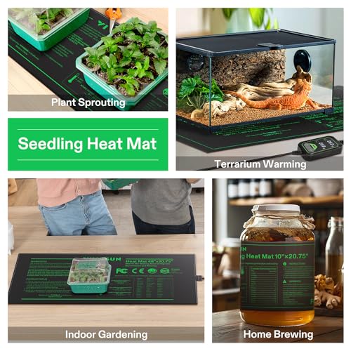 VIVOSUN 48"x20.75" Seedling Heat Mat with Built-in Temperature Controller, UL & MET-Certified Waterproof Plant Heating Pad for Germination, Hydroponics, Brewing, Breeding, and Greenhouses - size: 48"x20.75"