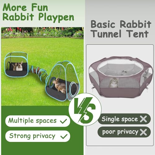 YUEPET Large Bunny Tunnel Hideout Breathable Rabbit Playpen with Tunnel Cube Tent,Portable Small Animal Tubes & Tunnels for Indoor Outside Dwarf Rabbits Guinea Pigs Hamsters Ferrets - color: Mesh Black Blue