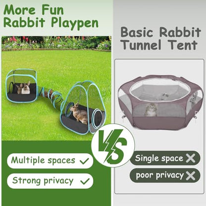 YUEPET Large Bunny Tunnel Hideout Breathable Rabbit Playpen with Tunnel Cube Tent,Portable Small Animal Tubes & Tunnels for Indoor Outside Dwarf Rabbits Guinea Pigs Hamsters Ferrets - color: Mesh Black Blue