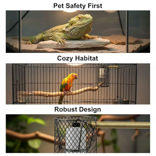 Black Iron Reptile Heat Lamp Guard, Elevated Mesh Cage for Anti Scald Safety, 8.1 x 3.9 in, 20.5 x 10 cm, Easy Installation, Heat Dissipation for Birds and Reptiles