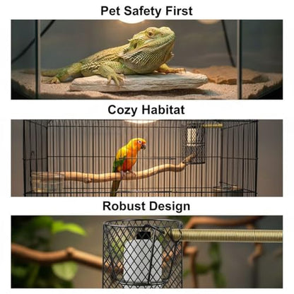 Black Iron Reptile Heat Lamp Guard, Elevated Mesh Cage for Anti Scald Safety, 8.1 x 3.9 in, 20.5 x 10 cm, Easy Installation, Heat Dissipation for Birds and Reptiles
