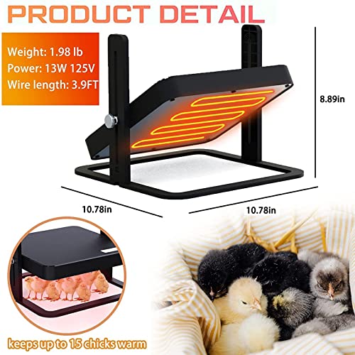 Chick Brooder Heating Plate, Brooder Heater for Chicks and Ducklings with Adjustable Height,Warms Up to 15 Chicks
