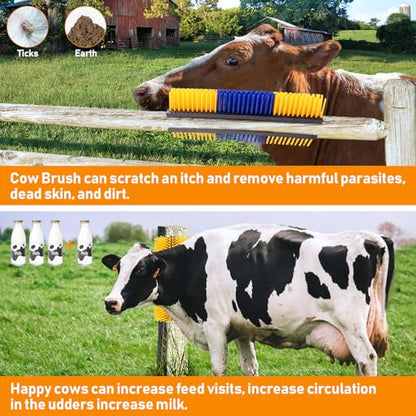 2PCS Livestock Scratch Brush with 4 Screws - Grooming Brushes for Horse, Goat, Cow, Pig - Cattle Supplies with Back Scratcher