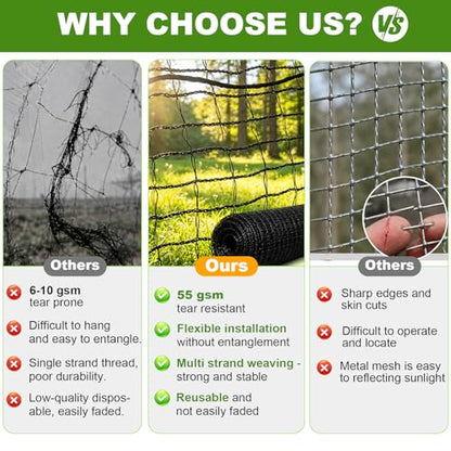 Deer Fence Netting, 4x50ft Heavy Duty Plastic Mesh Deer Fencing, 55GSM Garden Fence Animal Barrier, Bird Netting for Garden Protection, Reinforced Edge Temporary Fence for Tree Vegetable Raised Bed - size: 4x50FT