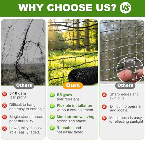 Deer Fence Netting, 4x100ft Heavy Duty Plastic Mesh Deer Fencing, 55GSM Garden Fence Animal Barrier, Bird Netting for Garden Protection, Reinforced Edge Temporary Fence for Tree Vegetable Raised Bed - size: 4x100FT