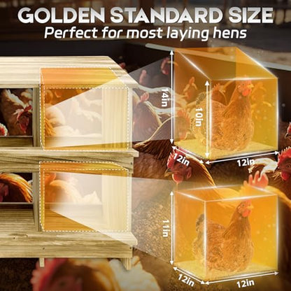 8 Holes Wood Nesting Boxes for Chickens, Gold Standard Two-Tier Chickens Nesting Box for Laying Eggs, Farmhouse Series Laying Boxes for Hens, Ducks and Birds - color: Wooden 8-Hole