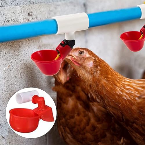 20 Pack Poultry Waterer PVC Tee Fitstings, Automatic Chicken Drinking Cups For Farm Livestock, Leak-Proof Thread Designed For Ducks Quails Rabbits Easy-Install