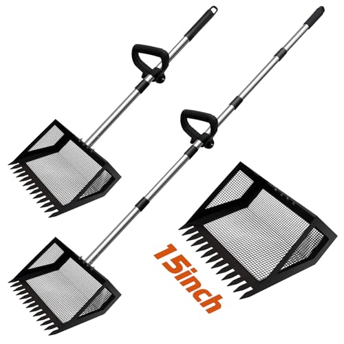 15 Inch Extra Large Chicken Poop Scooper Adjustable Scooper with Ergonomic Grip Sifting Litter Shovel Chicken Coop Scoop