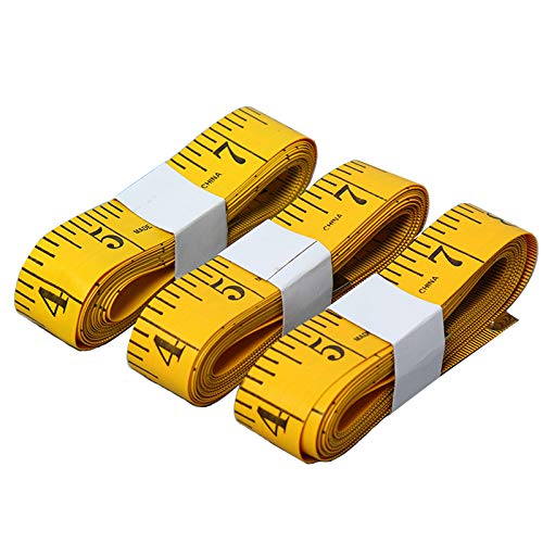 Soft Tape Measure 120 Inches/300cm, Pocket Measuring Tape for Sewing Tailor Cloth Body Measurement, Yellow 3-Pack - size: 3-pack