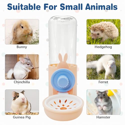 kathson Rabbit Water Dispenser for Cage 17 Oz Hanging Guinea Pig Water Bottle No Drip Gravity Automatic Bunny Water Bottle No Leak Small Animal Water Bottle for Chinchilla Ferret Hamster (Pink) - color: Pink