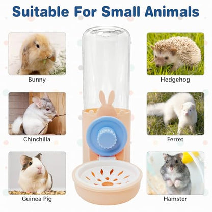 kathson Rabbit Water Dispenser for Cage 17 Oz Hanging Guinea Pig Water Bottle No Drip Gravity Automatic Bunny Water Bottle No Leak Small Animal Water Bottle for Chinchilla Ferret Hamster (Pink) - color: Pink
