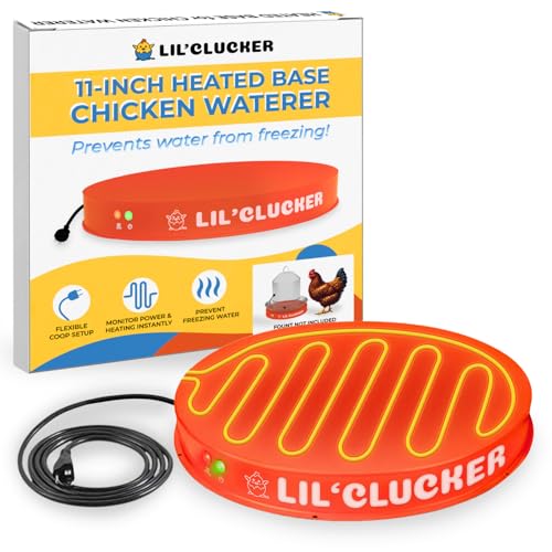 Lil'Clucker Heated Base for Chicken Waterer – Automatic Metal Freeze Proof Heated Chicken Waterer with Heater & LED – Poultry Heated Waterer for Winter (Orange, 11 Inch) - color: Orange