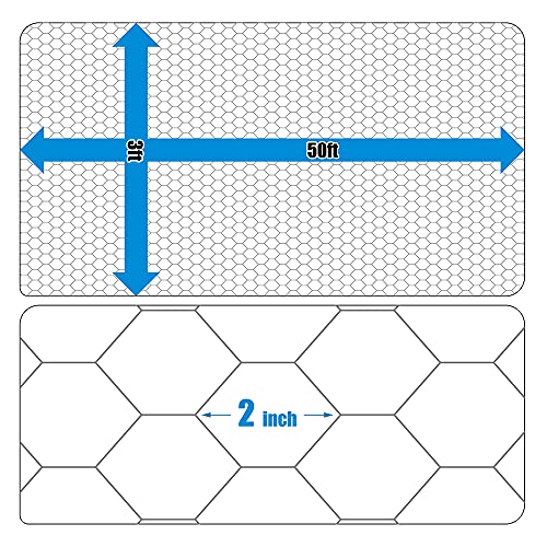 Fencer Wire 20 Gauge Galvanized Poultry Hex Netting with 2 inch Mesh - size: 3 ft. x 50 ft.