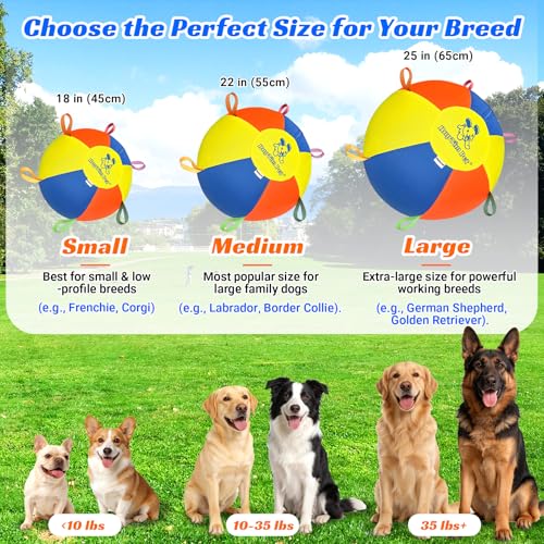 Hap Tim Herding Ball for Dogs 18 Inch Interactive Large Dog Ball with Handles Durable Outdoor Training Dog Toy for Medium to Large Dogs Corgis Australian Shepherd Cattle Dog Border Collie & Horses