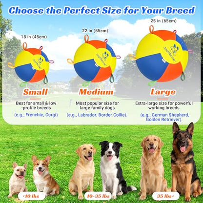 Hap Tim Herding Ball for Dogs 18 Inch Interactive Large Dog Ball with Handles Durable Outdoor Training Dog Toy for Medium to Large Dogs Corgis Australian Shepherd Cattle Dog Border Collie & Horses