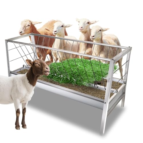 2 in 1 Design Hay Feeder for Goats, 77 Gallon Hay Rack with Sturdy Galvanised Steel Easy to Assemble and Maintain, Multi-Functional Hay Rack for Feeding Various Livestocks in Farm & Outdoor