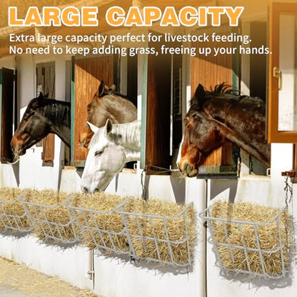 Livestock Feeder,Large Capacity Hay Feeder, Heavy-Duty Steel Goat Hay Rack, 22.8" Long Wall Mounted Horse Hay Holder, Multiple Sided Feeding Rack for Sheep Farm Livestock Indoor Outdoor, Silver