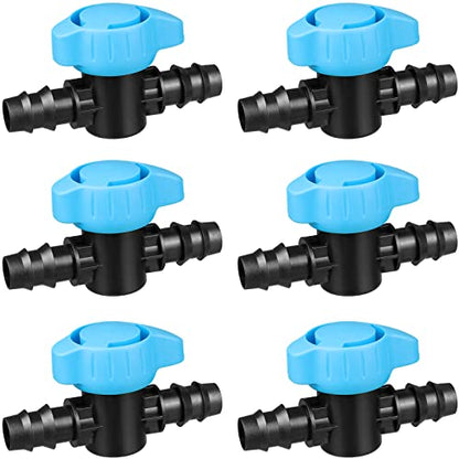 6 Pack Drip Irrigation 1/2 inch Barbed Valve, Drip Line Parts 1/2" Shut Off Valve Fits for 1/2 Inch Drip Irrigation Tubing (.570-.620" ID) for Drip or Sprinkler Systems - color: 6P Valve