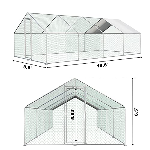 CHIKENCOOP Large Metal Chicken Coop Walk-in Poultry Cage Chicken Runs for Yard with Coverd Chicken Pen for 40 Chickens Duck Rabbit House Outdoor