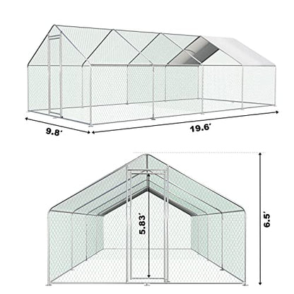 CHIKENCOOP Large Metal Chicken Coop Walk-in Poultry Cage Chicken Runs for Yard with Coverd Chicken Pen for 40 Chickens Duck Rabbit House Outdoor