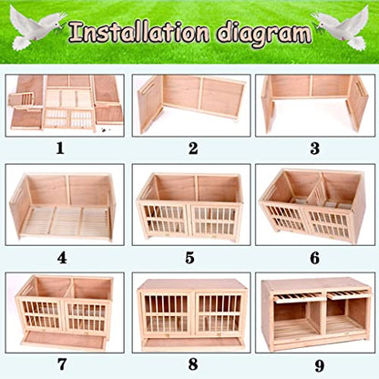 Bird Cage Large Size Solid Wood Pigeon Pairing Cage, Indoor Pigeon Nest Box with Pull Out Tray, Easy to Clean, Need to Install(Natural,27.6IN*1) - size: 27.6IN*1