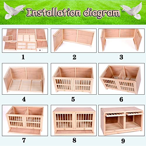 Bird Cage Large Size Solid Wood Pigeon Pairing Cage, Indoor Pigeon Nest Box with Pull Out Tray, Easy to Clean, Need to Install(Natural,27.6IN*3) - size: 27.6IN*3