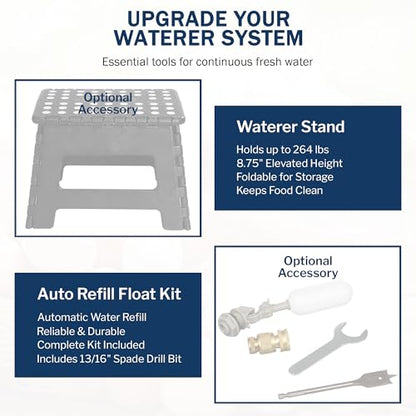 Noble Nest 5 gal. Nipple Waterer (5 Nipple, Side Waterer, No Stand) - color: No Stand, size: 5 Nipple, Side Waterer