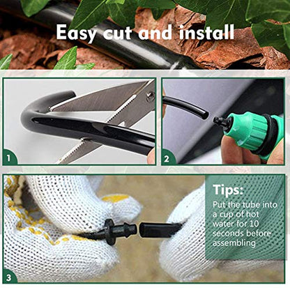 Bonviee 50ft 1/4" Drip Irrigation Tubing – Flexible, Durable Hose, Compatible with 1/4 inch Barbed Tee, Micro-Emitters & Misters, Easy Install for Home Garden Repair - size: 1/4"-50FT