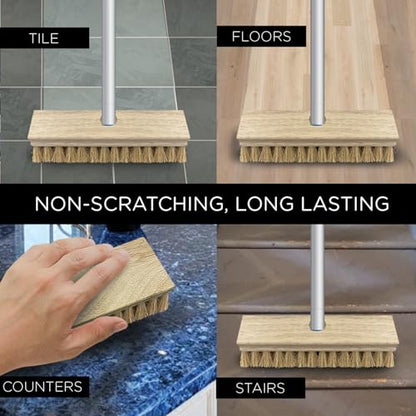 LOLA Deck Scrub Brush, 9" x 3.5" Head w/Natural Coco Bristles for Outdoor Cleaning, Removes Dirt & Grime from Patios, Decks, Grout, 1 Count - size: 1 Count, style: Coco Deck Broom -Steel Handle
