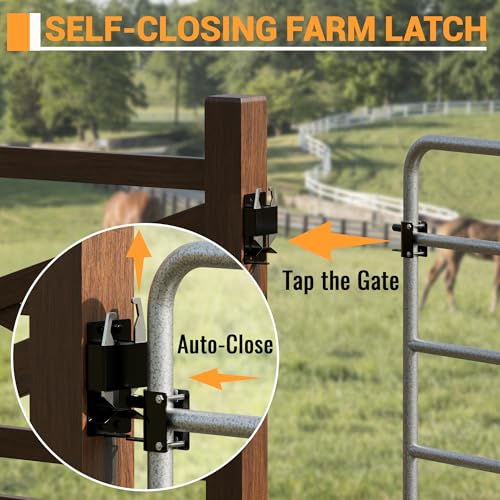 2 Way Farm Gate Latch Heavy Duty Lockable Gate Latch，Two-Way Livestock Self-Locking Fence Gate Latch for Farms, Metal Gates, Ranches, Stables, Horse Corrals, 1 Pack