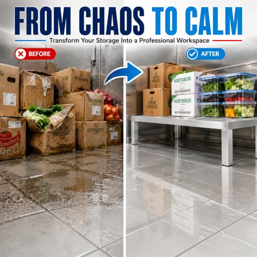 36" x 20" x 12" Aluminum Dunnage Rack – Heavy Duty Floor Storage Stand, NSF for Commercial Use - size: 36"W x 20"D x 12"H
