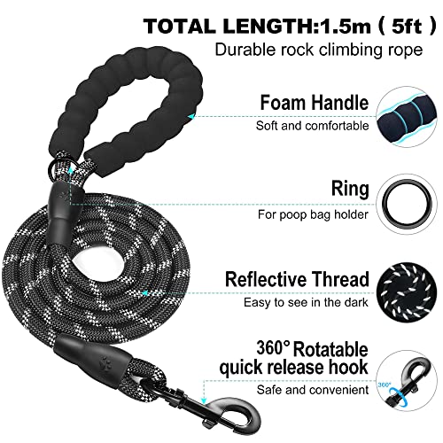 haapaw Dog Harness with Leash Set, No Pull Adjustable Reflective Step-in Puppy Harness with Thickened Padded Vest for Extra-Small/Small Medium Dogs - color: Black, size: XS