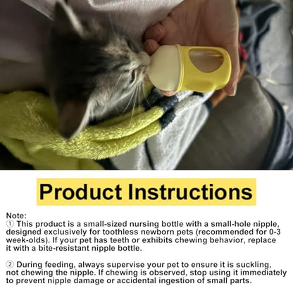 20ml Pet Nursing Bottle, Slow Flow Silicone Feeder for Newborn Puppies, Kittens & Small Animals, Easy-Grip, Anti-Leak, Easy to Clean, Yellow