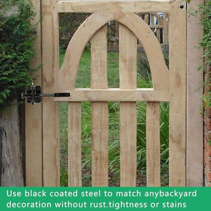 Upgrade Self-Locking Gate Latch for Wooden Fence Heavy Duty, Automatic Gravity Lever Gate Latches with Longer Fasteners & Pull String for Garden,