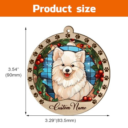 Personalized American Eskimo Ornament, American Eskimo Christmas Ornament, Custom Name American Eskimo Dog Suncatcher for Christmas Tree - color: American Eskimo
