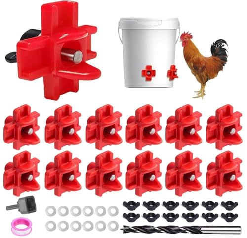 20 Pcs Horizontal Chicken Waterer Nipples with Drill Bits, Leakproof Poultry Watering System for Chicken Coop, Durable ABS Plastic & Stainless Steel, Water Saving Design for Outdoor Use