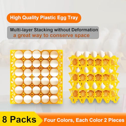 8 Packs Large Plastic Egg Tray 30-Grid Egg Crates Stackable Egg Cartons Reusable Egg Holder Big Egg Container for Home Chicken Farmers